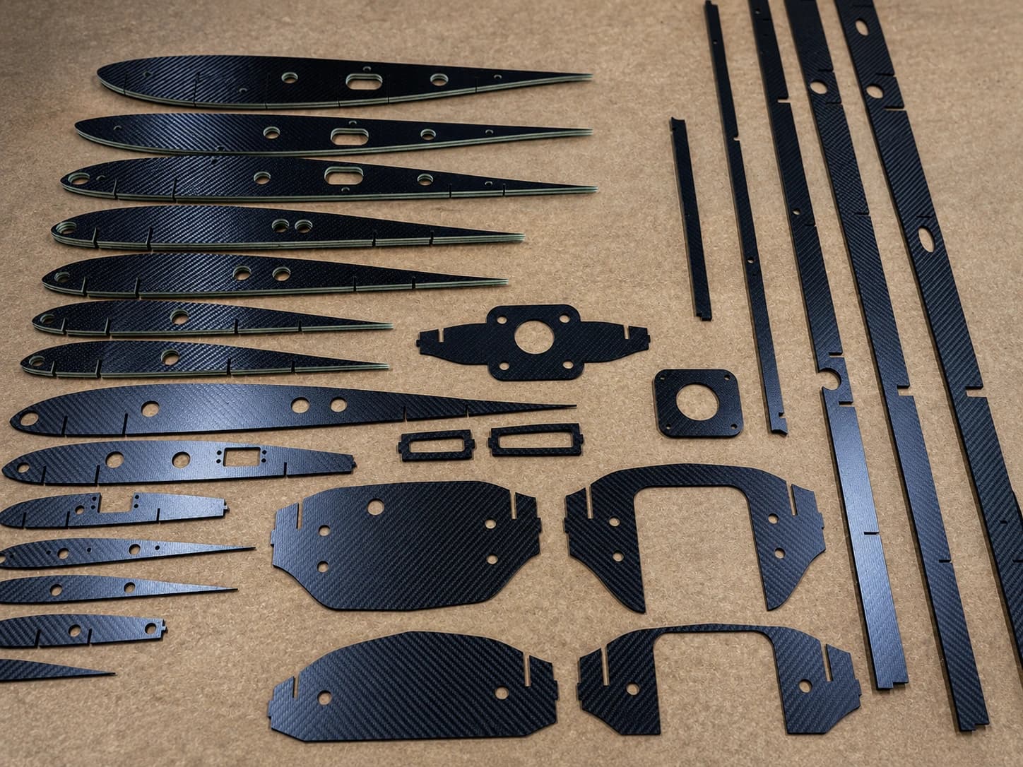 Machined carbon fiber UAV parts